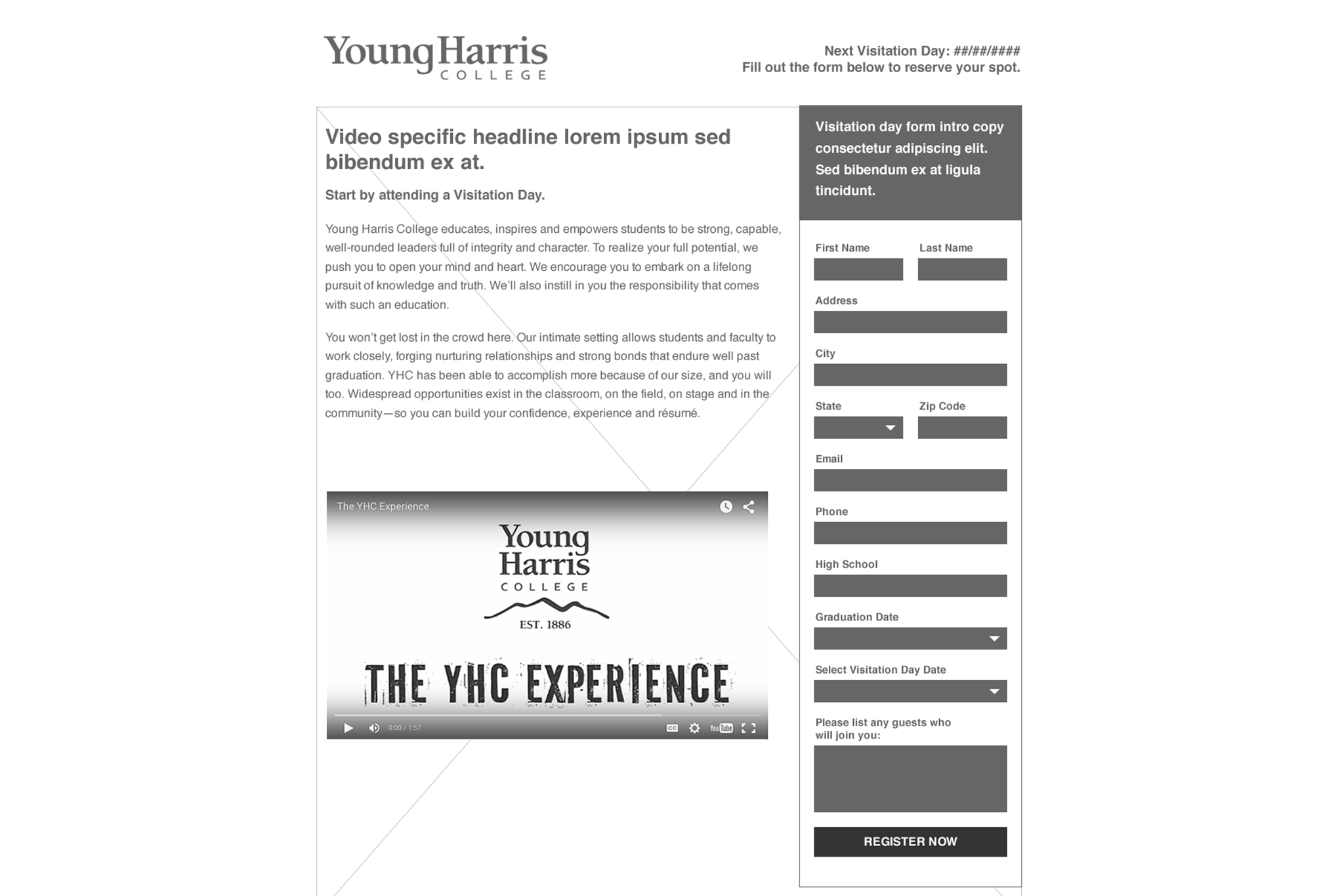 Original single-step registration layout design